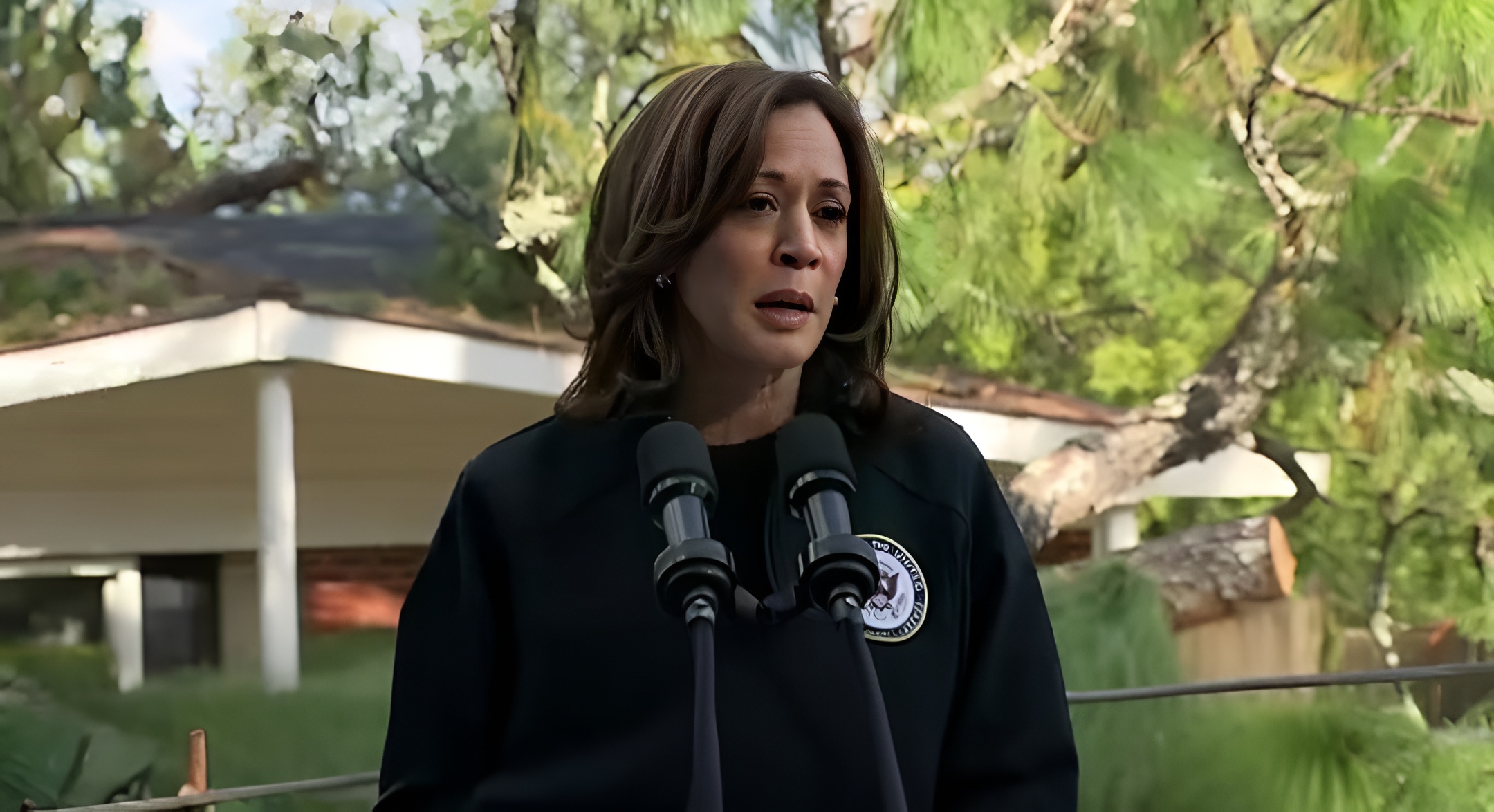 Vice president KAMALA HARRIS traveled to georgia/ Strom damage views district harris